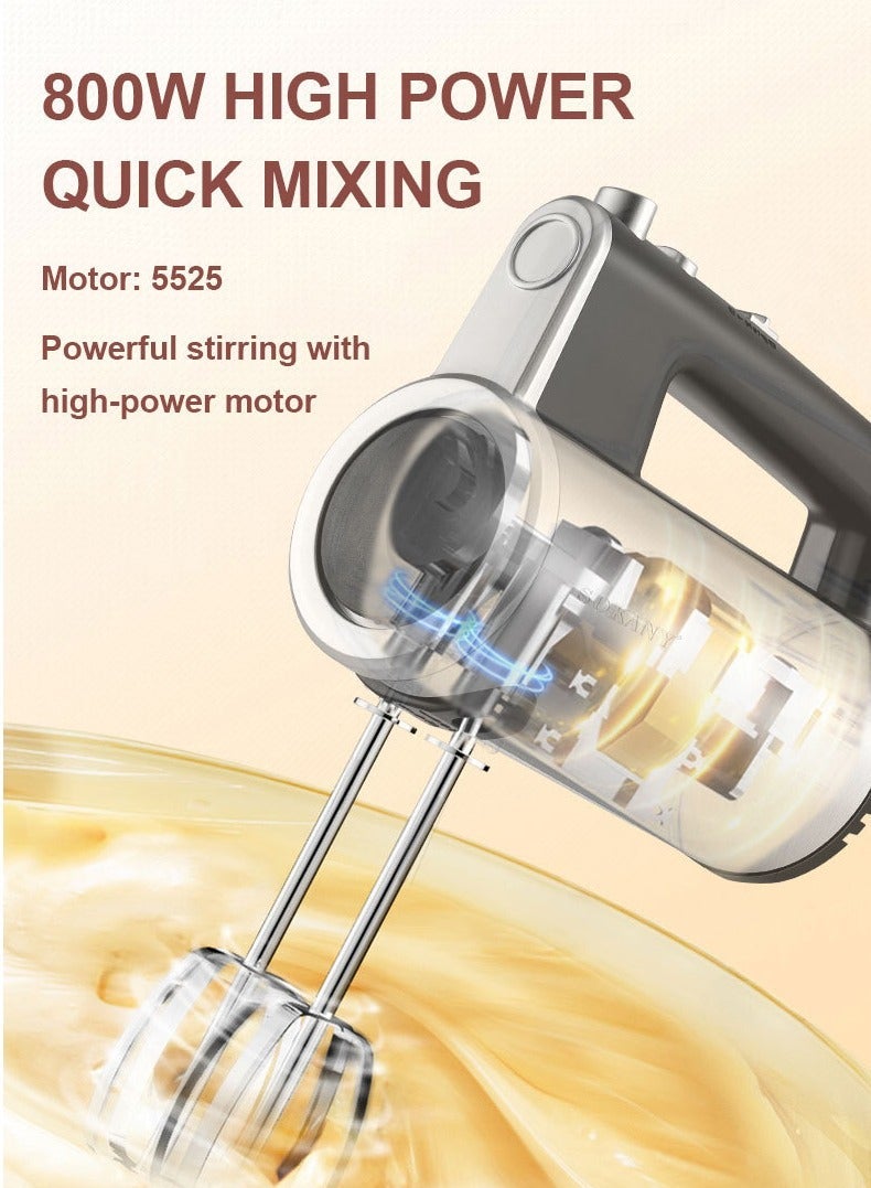 sokany Hand Mixer,5 Speed Electric Mixer with Copper Motor, Eject Button and Turbo Function, Perfect For Kneading Dough, Mixing Batter, Whisking Eggs, Etc. Includes 1 Egg Whisk,2 Hooks and 2 Beater Heads,SK-02017,Silver & Black - Image 5